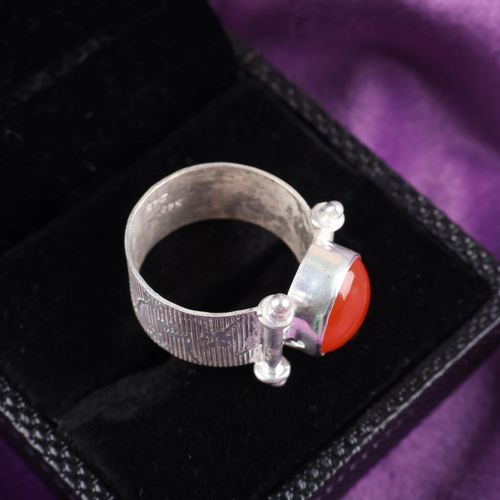 Natural Carnelian Gemstone 925 Sterling Silver Jewelry Handmade Ring For Women RR-22-31