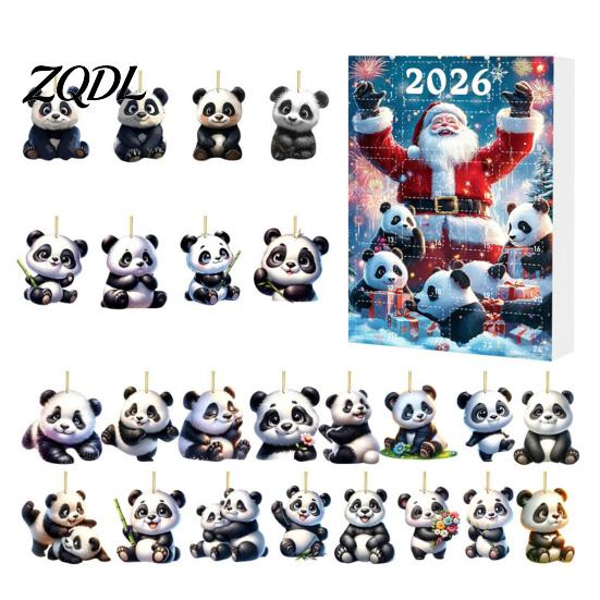 2026 Holiday Countdown Box Panda Advent Calendars 2026, 2D Acrylic Cute Hanging Ornaments for Unique Theme Calendar Xmas Tree, 24 Days Christmas
