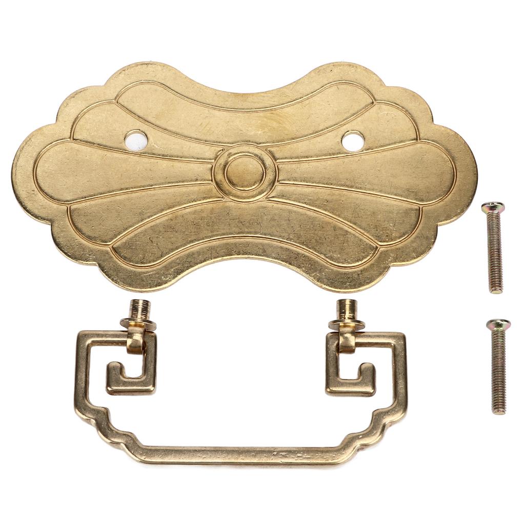 Antik lådhandtag 12,8x7cm Rikedom   Retro Kinesisk   Mässing Vintage Låddrag med 2 Skruvar för Bokhylla