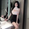 Sexy Underwear Secretary Outfit Sexy Exposed Hot Girl Hollow Color Matching Tight Super Short Hip Bag Slightly Fat MM Large Size