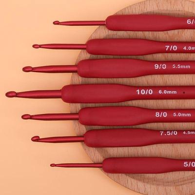 Handmade Red Crochet Tool Set for DIY Knitting, Scarf, Sweater, Doll Crafting