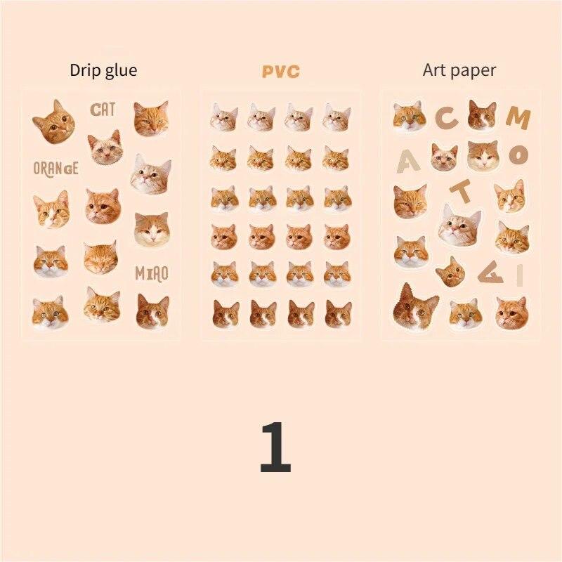 4 Style 3szt/opakowanie Kreskówkowy Kot Płaska Naklejka Uroczy Notes Materiał do DIY Dekoracyjne Naklejki do Scrapbookingu