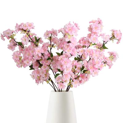 4 Pcs Artificial Flowers for Tall Vase Artificial Cherry Blossom Branches Cherry Blossom Long Stem Silk Cherry Blossom Tree Stems Spring Home Decor