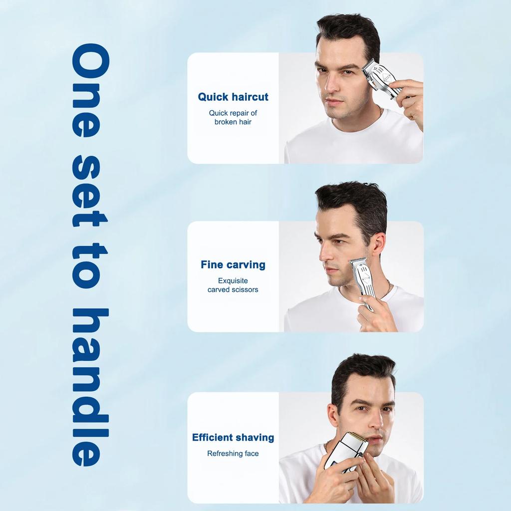 Electric Hair Clippers for Men Cordless Beard Trimmer Kit Bald Head Shaver Haircut Kit for Barber with LCD Display 9 Guide Combs