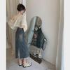 High Waist Elastic Denim A-Line Skirt - Women's Mid-Length Slim Fit Wrap Skirt for Summer