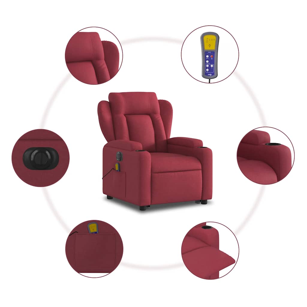 Vidaxl Lift-Up Massage Chair, Electric, Reclining, Red