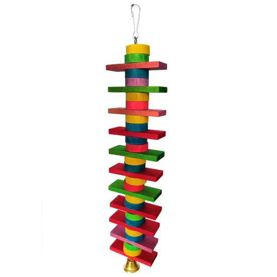 2Pcs Bird Parrot Bell Building Block Hanging Cage Bite-resistant Climb Chew Toy