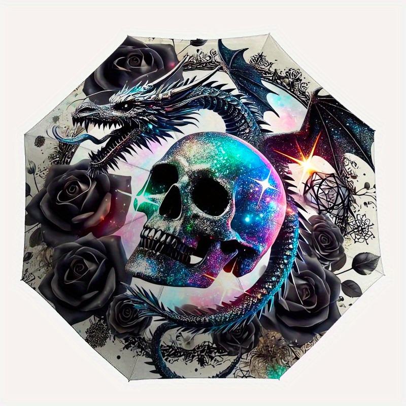 1pc Galactic Dragon Skull Roses Umbrella with Plastic Handle,Suitable for All Seasons Home Travel Outdoor UmbrellaB1861