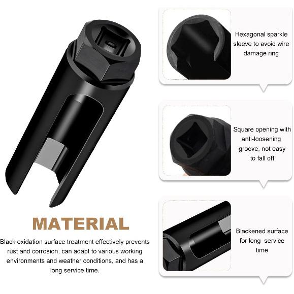 1/2" Drive By 7/8" 6-Point Chrome Vanadium Steel O2 Sensor Socket, Offset Oxygen Sensor Socket For Vehicle O2 Removal Tallation (Large Opening)