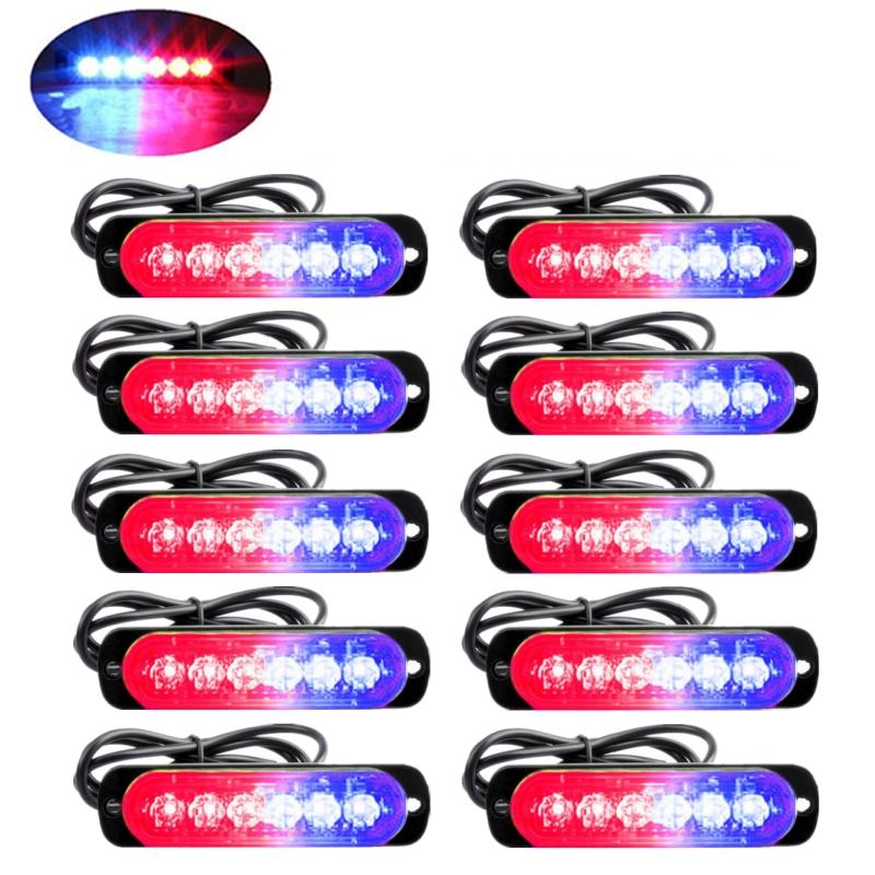 10PCS Strobe Light 12v-24v 6LED Truck Trailer Lights Stroboscopes  LED Car Light  Emergency Warning Hazard Flash Light