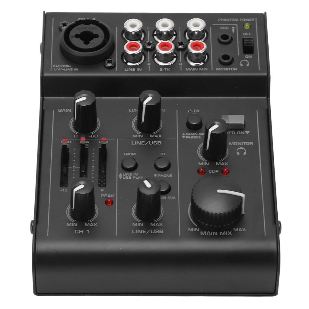 Compact Metal Digital Mixer Live Recording Audio Mixer Controller with Effects USB Power Supply