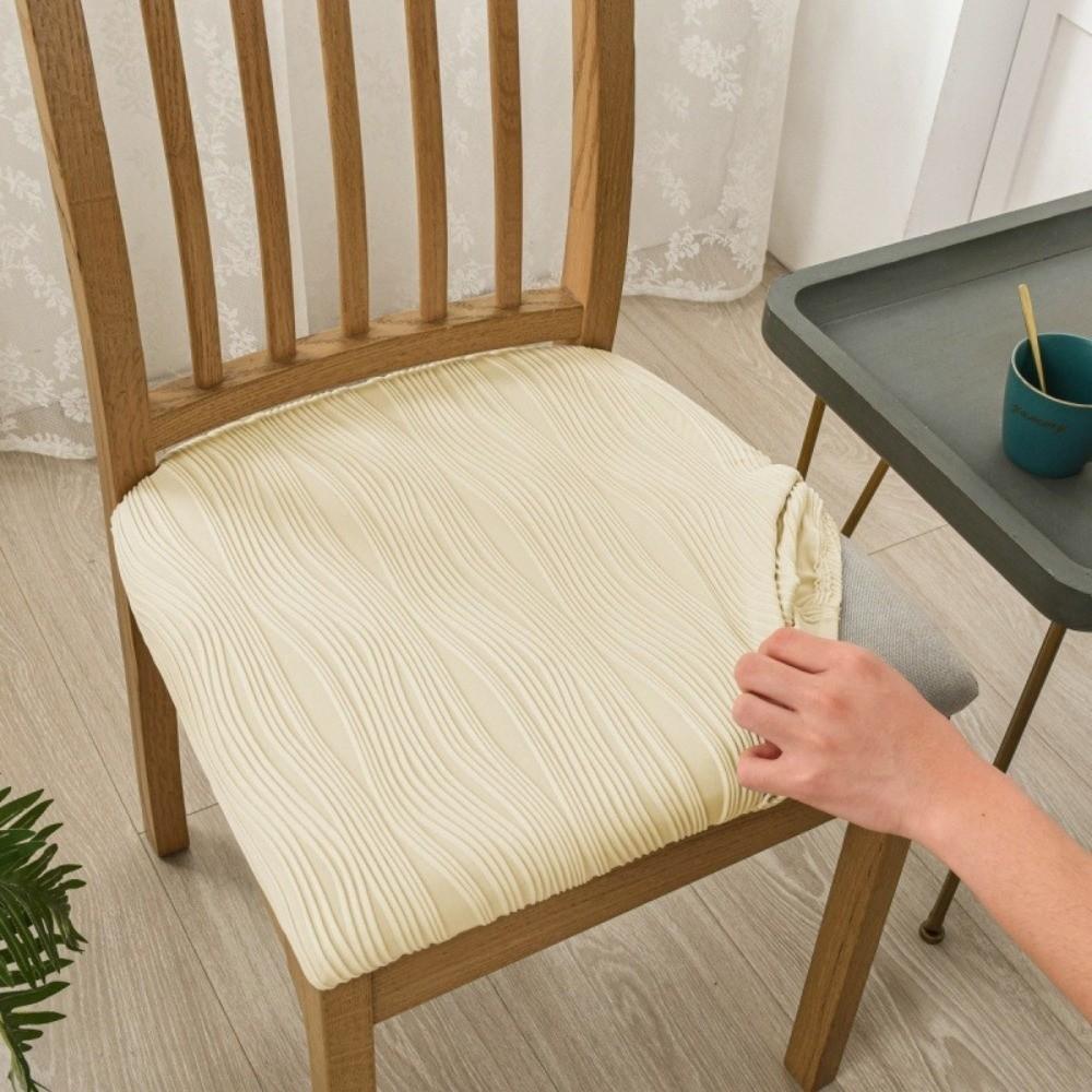 New Anti-slip Dining Chair Cover Soft Thicken Fabric Seat Cover Water Ripple Washable Chair Slipcover For Office Home Seats