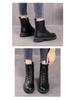 Women's British Style Round Toe Martin Boots - Autumn/Winter 2024, Thick Sole with Plus Velvet, Short Boots for Female Students