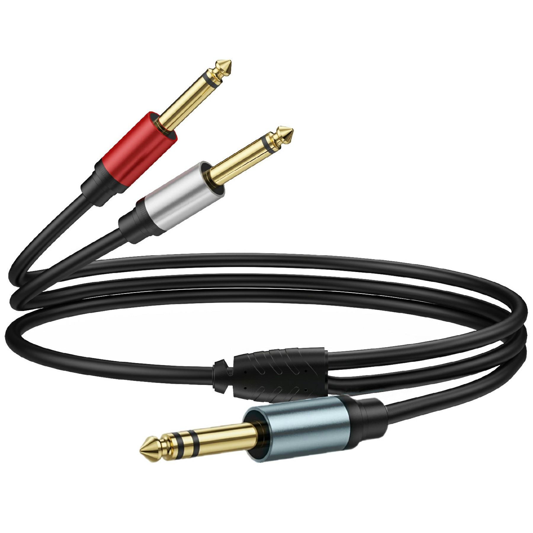 

1m 1/4 Inch TRS Stereo Y-Splitter Cord 6.35mm Male Jack to Dual 6.35mm Male TS Mono Audio Cable As Shown A