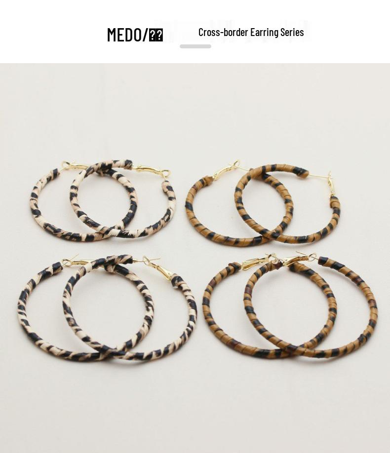 Exquisite Retro Leopard Print Hoop Earrings: 925 Silver Needle High-End Autumn/Winter Fashion