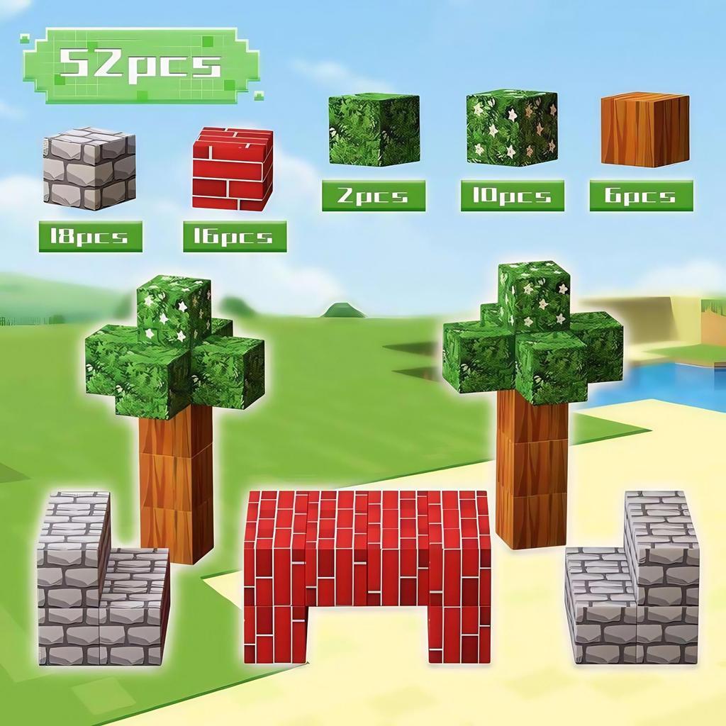 My Block World Children's Magnetic Cubes Set - Primeval Forest