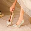 Premium Main Dress Wedding Shoes Women's Stiletto Autumn New Crystal French High Heels Dress Engagement Is Not Tired