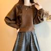 Women's French Chic Solid Color Knitwear Pullover - Long Sleeve Round Neck Sweater for Autumn/Winter