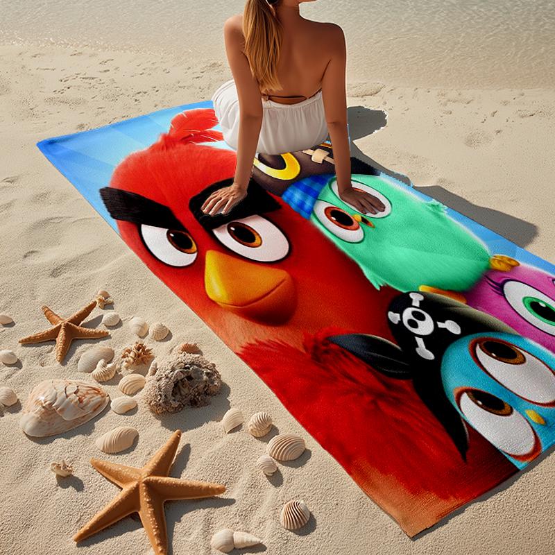 Red Birds Characters Collage Beach Towel, Super Soft Microfiber, Gift for Her/Him, Birthday, for Pool, Beach, Travel, Home Decor Fan gifts