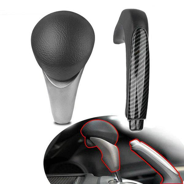 Left-Hand Drive Car Brake Lever Shift Knob Cover Set, Color: As Shown, Made of ABS Material.