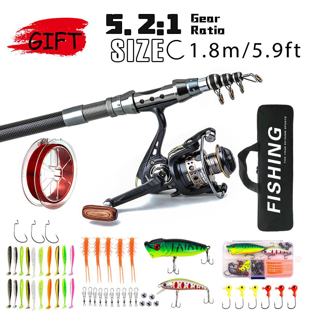 

Портативный набор удилищ из углеволокна для морской рыбалки - Короткое секционное кастинговое и спиннинговое удилище