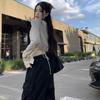 French Pure and Alluring Design Long-sleeve Shirt for Women, Spring/summer Slimming Short Spicy Girl Top with Lace-up Straps