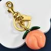 Cute Peach Shaped Keychain Alloy Resin Key Ring Accessory Decorative Bag Hanging Decoration Gift for Women Girls