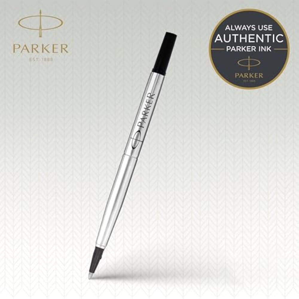 PARKER Parker Rollerball Refill, Black, 1 Pack, Black, F Fine, 0.5mm, Water-based Ballpoint Pen R...