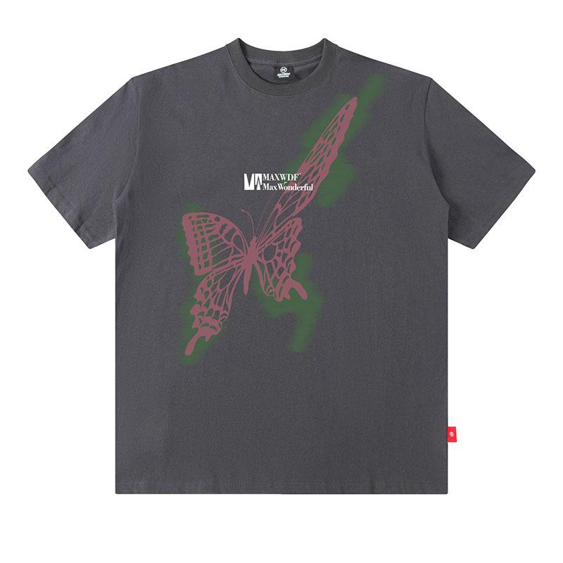 Trendy Brand Men'S T-Shirt American Street Trend Design Butterfly Printing Cotton Short-Sleeved T-Shirt Men And Women