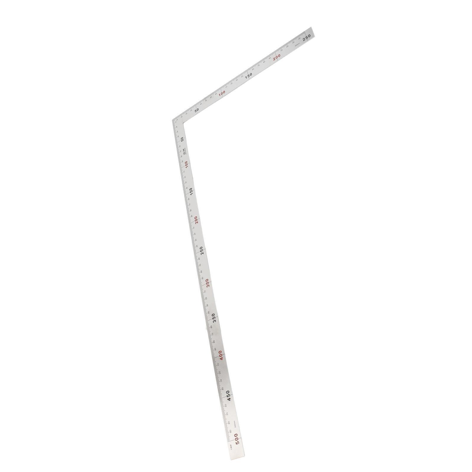 Règle à angle droit à 90 degrés en acier inoxydable 500 x 250 mm Outil de mesure carré (# 02) white