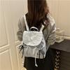 Fashion Cute Knot Women's Backpack Large Capacity Solid Color Travel Bag Drawstring Students Bookbag Travel