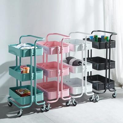 3-stöckiges rollendes Aufbewahrungsregal aus Metall Organizer Badezimmerwagen Gitter Home Organizer Küchenwagen Kühlschrank-Organizer