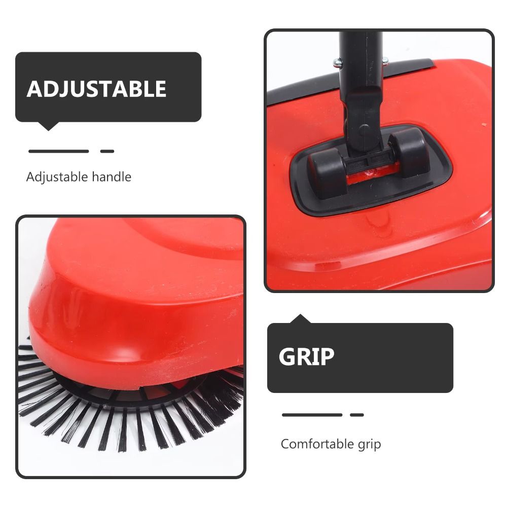 3-in-1 Design Handbesen Verstellbarer Griff Bodenkehrer 360° Teppichkehrer Hartboden