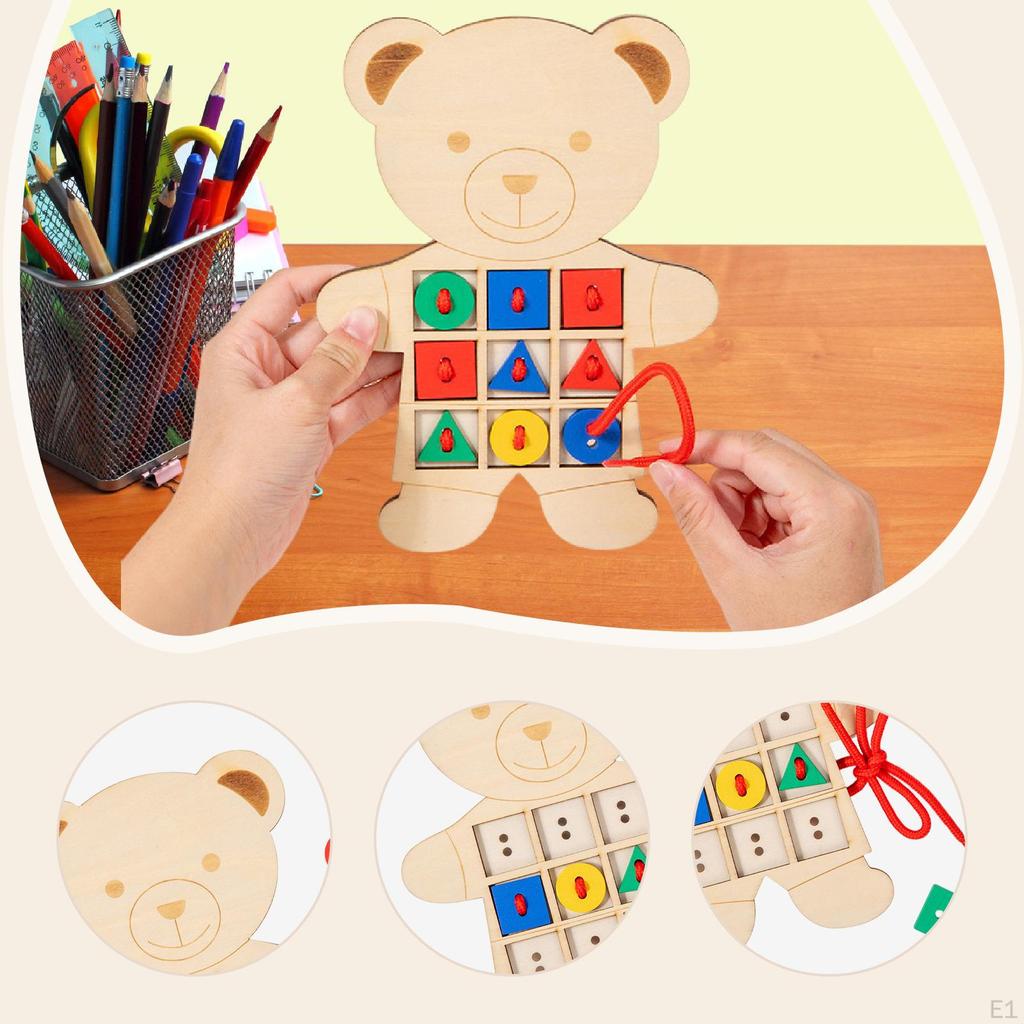 Lacing Card Threading String Matching Game Preschool Learning Early Education Wooden