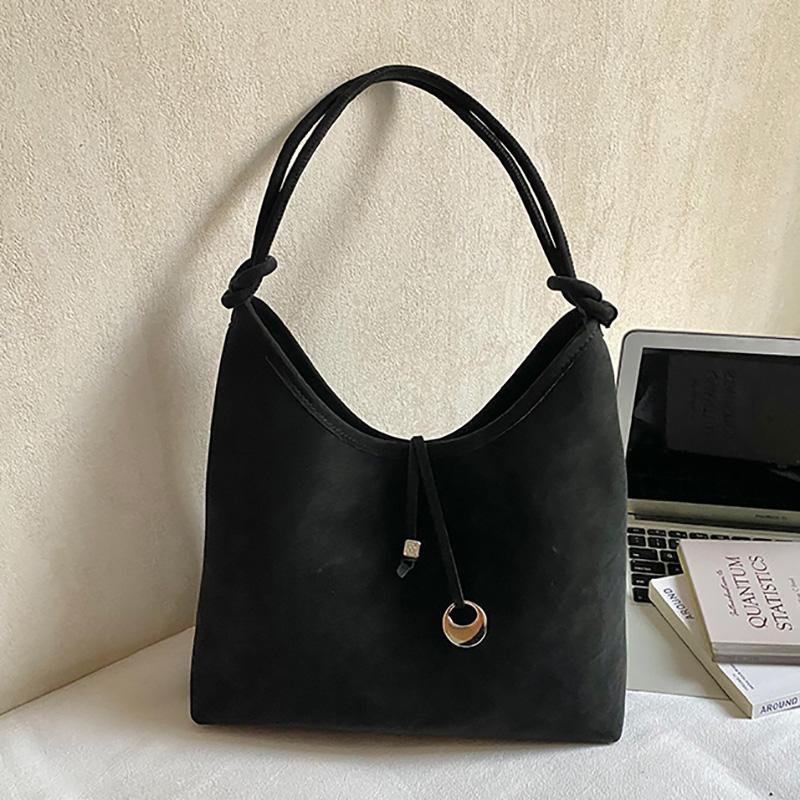 Retro Suede Buet Tote Bag Women's Large Capaci Single Oulder Bag Versatile Winter Commuter Bag Soft Leather Underarm Bag Fashion