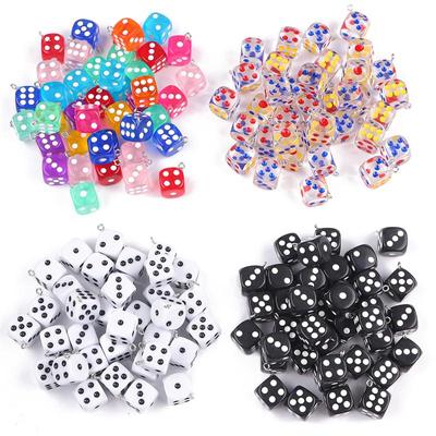 14mm Resin Charms Square Dice Pendant for Necklace Bracelet DIY Jewelry Making