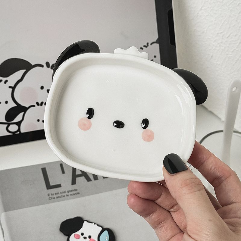 

Kawai Sanrio Милая мультяшная аниме керамическая мини-соусница Pochacco для дома, ресторана, закусок, приправ, соевого соуса, уксуса, подарок