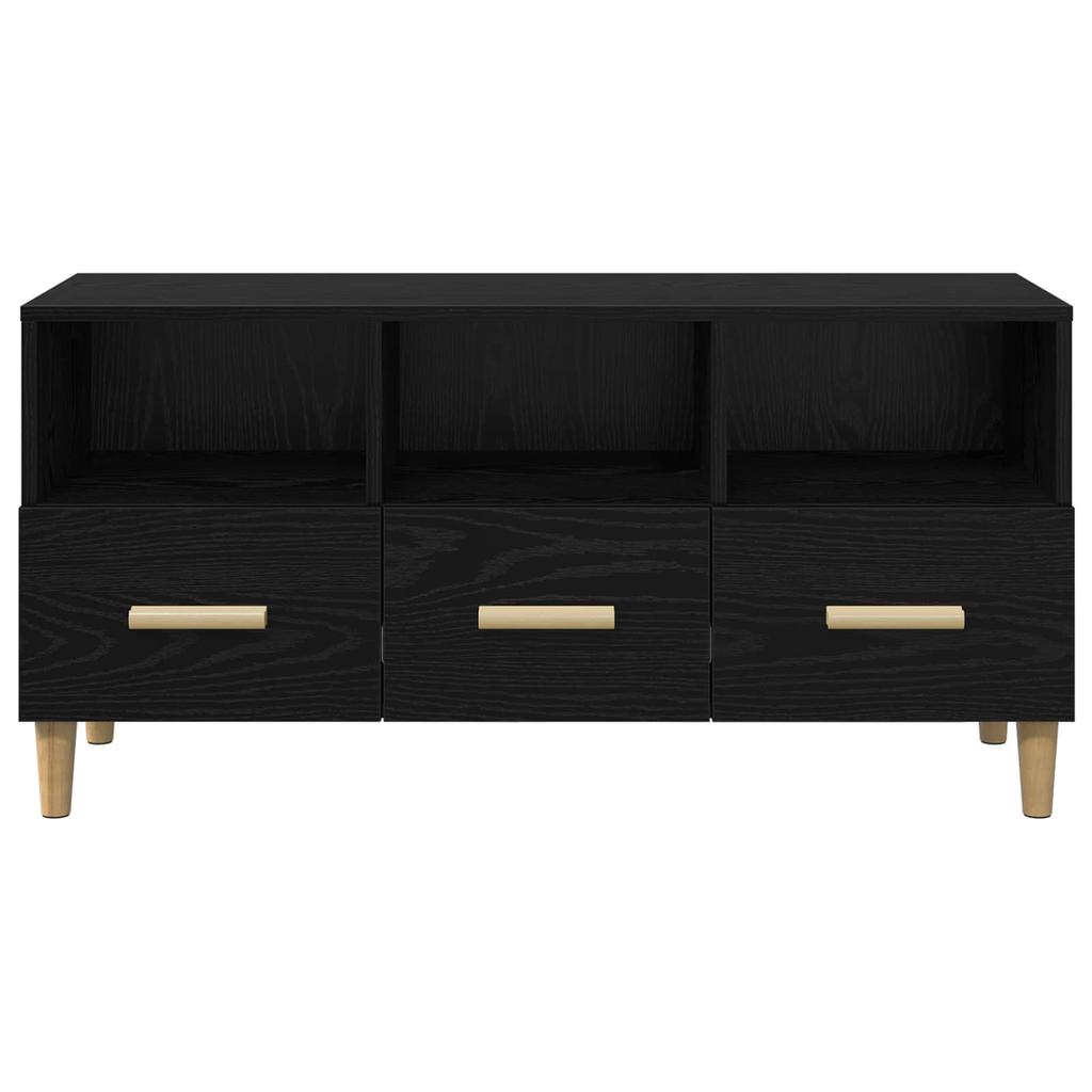 TV Cabinet Black Oak Effect 102 x 36 x 50 cm Engineered Wood