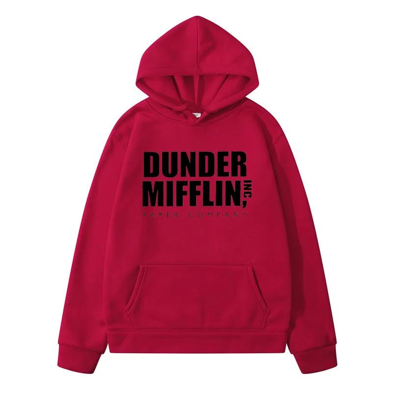 DUNDER MIFFLIN Letter Printed Men Women's Hoodie Autumn Winter Pure Cotton Fashion Casual Long Sleeve Oversized Harajuku Tops