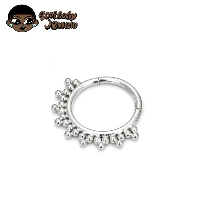 F136 Nose Daith Tragus Ear Piercing Beads Segment Hinged Nose Clickers 8mm/10mm 16G Cartilage Nose Ring Body Jewelry Anodizing 16G 1.2x8mm