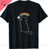Cat Rainbow Light Cool Prism Science Spectral Unisex Unisex Kids Tshirt Kawayi Couple Cotton Customizable Camisas Streetwear