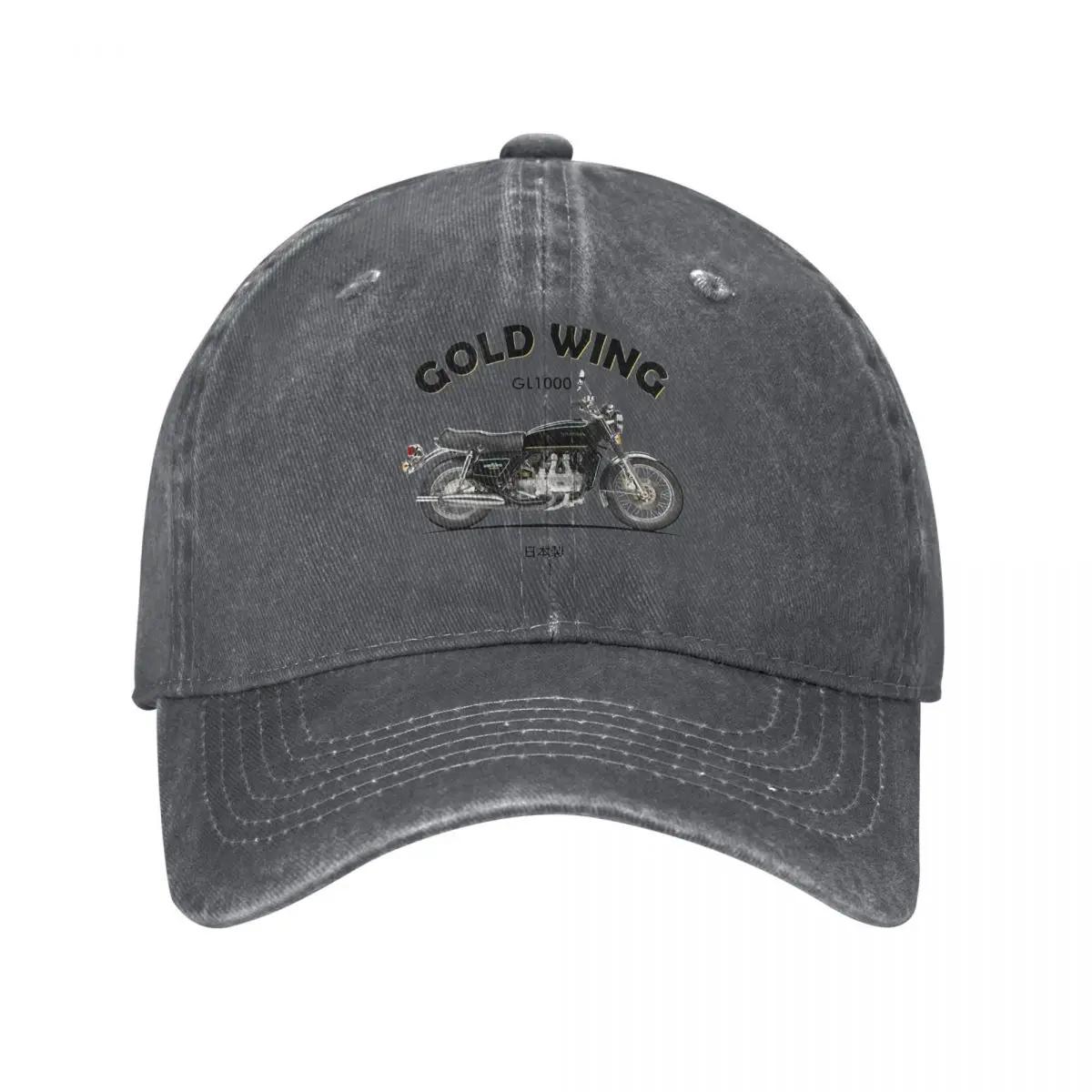 

Goldwing Мотоцикл Перегони GL1000 Бейсболки Класична Зношена Джинсова Кепка Snapback Для вулиці Всі Сезони Подорожні Кепки Кепка Adjustable темно-сірий