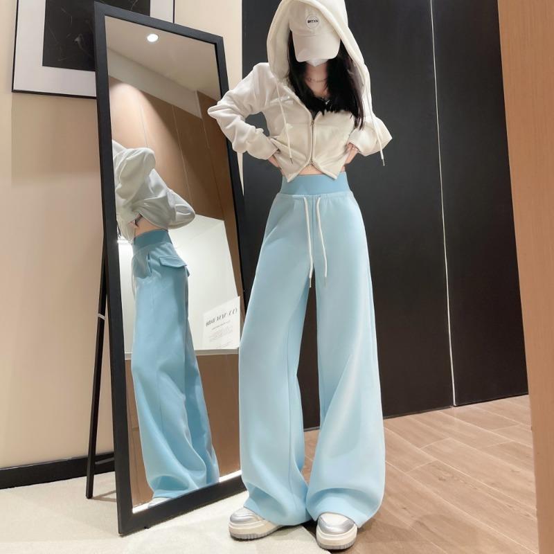 Wide-leg sweatpants sweatpants women's spring, autumn and winter new high-waisted loose straight casual pants