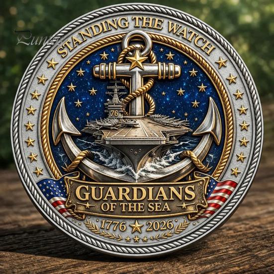 Moneta Commemorativa Decorativa Guardiani del Mare, Hanno Montato la Guardia Souvenir Veterano Incisa su Entrambi i Lati Regalo da Collezione per Marina Guardia Costiera