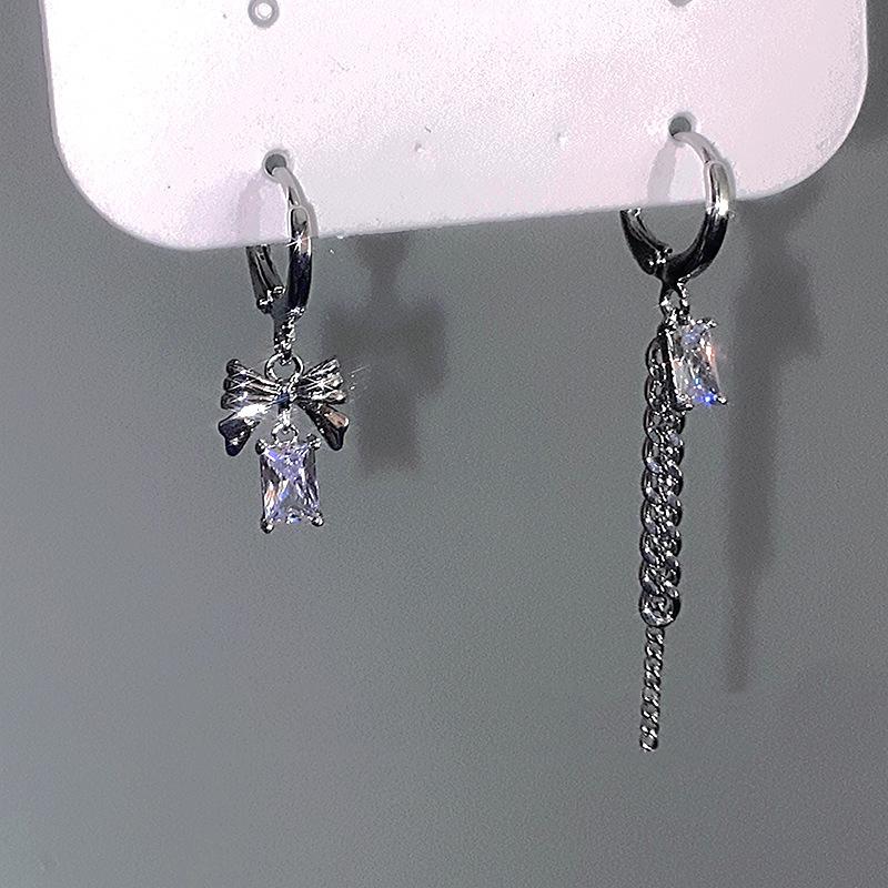 LATS Vintage Copper Color Tassel Chain Love Heart Earrings Set Irregular Geometric Cherry Hoop Earrings for Women Zircon Gifts