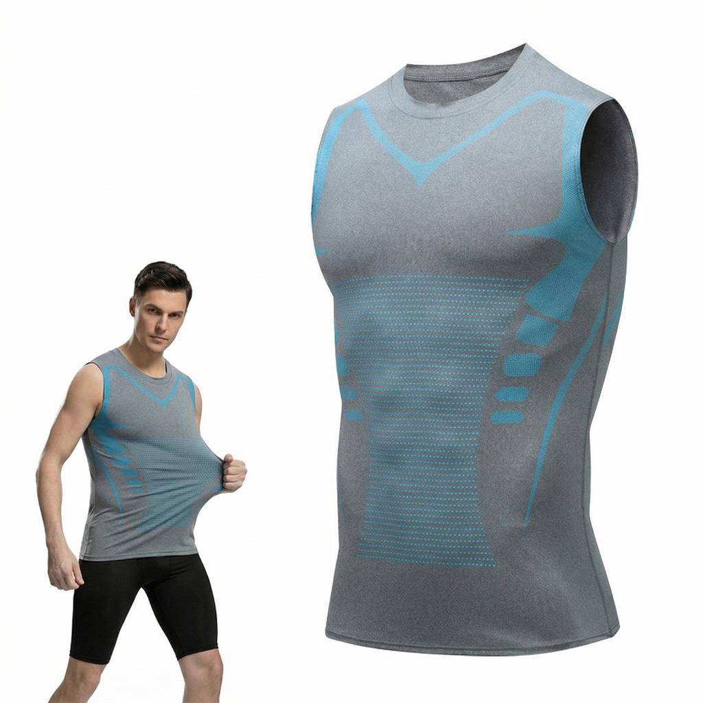 Ärmelloses Kompressionsshirt für Herren Atmungsaktives Netz-Sport-Basisschicht Schnelltrocknendes Athletisches Tanktop für Training Laufen Radfahren