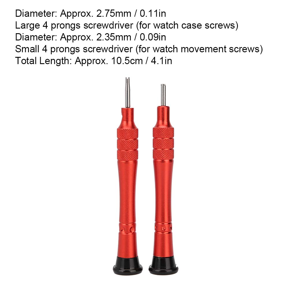 4 Zacken Uhrenschraubendreher Legierter Stahl Uhrenreparatur Schraubendreher (Klein 4 Zinken Groß 4 Zinken)