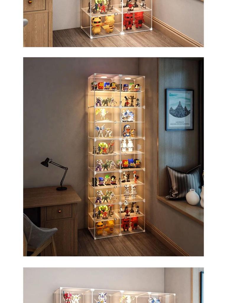 Transparent Toy Display Case: Dustproof Imitation Acrylic Rack for Model Storage and Home Use