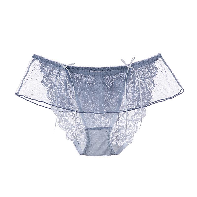 Perspective Sexy Mesh Lace Panties Mid Waist Triangle Women's Panties