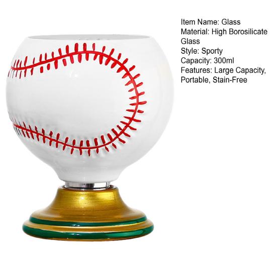 3D Rotating Ball Glass Cup, Creative Soccer Basketball Baseball Golf Design Glass Tumbler, 300ml Lead-Free Drinking Mug for Sports Fans